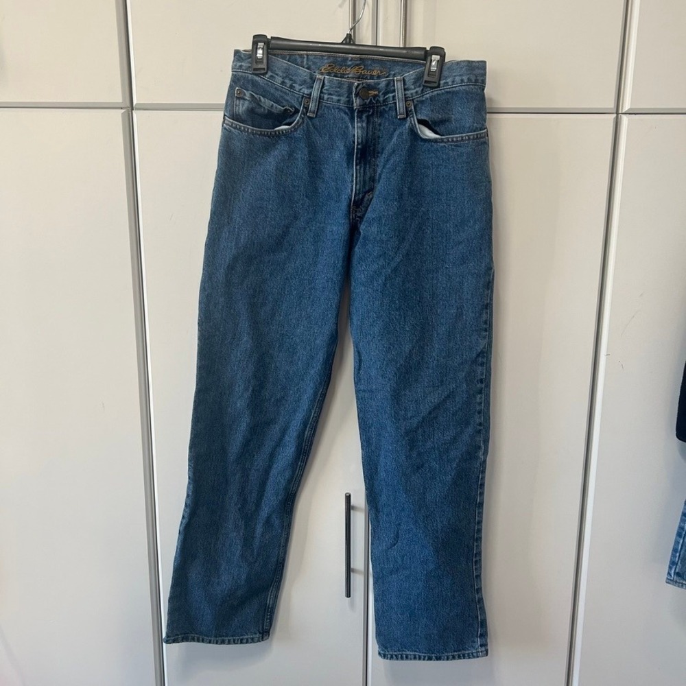 Eddie Bauer Mens Classic Fit Medium Wash Blue Denim Jeans 32x32 Heavy Weight
